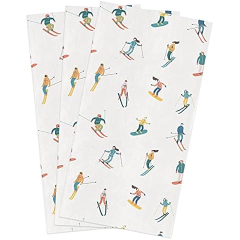 Zadaling Skier Women Man Sport Kitchen Towels, 18x28 Inches Soft Dish Cloth,Cotton Tea Towels/Bar Towels/Hand Towels for Bathroom(3 Pack) Cover