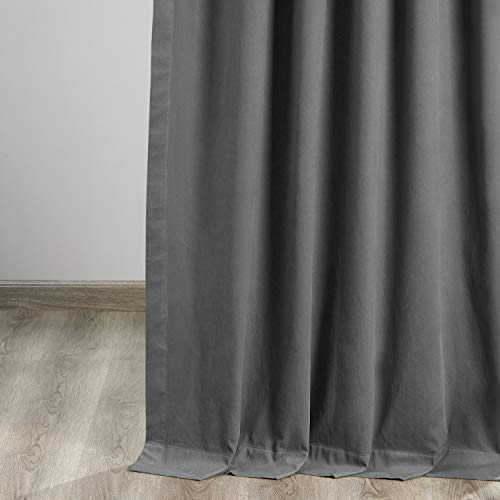 Image of HPD Half Price Drapes Solid Tie Top Cotton Curtains 108 Inches Long (1 Panel) Luxury Light Filtering Curtains for Living Room, Modern Semi Sheer Curtain for Bedroom, 50W X 108L, Millstone Gray