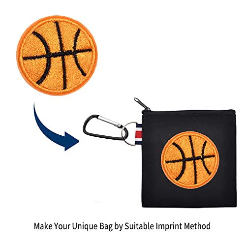 Muka 12 Pack Coin Purse With Carabiner Black Cotton Canvas Pouch 4-1/4 X 4-1/4 Inches #TOP5