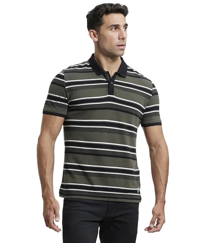 Image of Jockey US93 Men Super Combed Cotton Rich Striped Polo T-Shirt