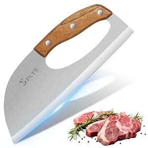 Plys Kitchen Meat Cleaver Knife, Unique Effort Saving Knife Professional Stainless Steel Chef Cooking Knives for Cutting Meat Vegetable Father Mother