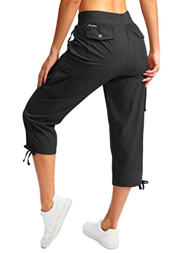 Soothfeel Women's Lightweight Quick-Dry Cargo Capris with 6 Pockets for Travel and Hiking
