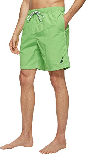 Image of Nautica Men's Solid Quick Dry Classic Logo Swim Trunk