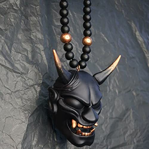 Car Rear View Mirror Charm, Japanese Style Resin Hanging Ornament Car Interior Decor, Samurai Assassin Demon Oni Mask Ornament, Car Hanging Pendant With Samurai Helmet Hannya Japanese Oni Car Decor #TOP2