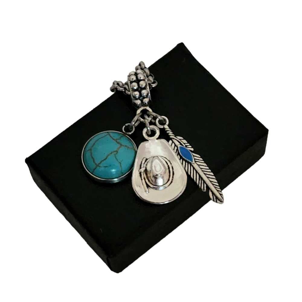 Spiritual Western Cowboy Hat Charm with Necklace Keychain