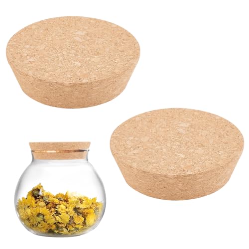 AHANDMAKER 2Pcs Large Cork Lids for Jars Bottle Stoppers, Tapered Plugs