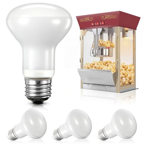 Naucoos 4 Pack 50W 120V R20 Popcorn Machine Light Bulb Replacement Frosted Shatter Proof Popcorn Lamp Incandescent Reflector Heat Light Bulb for Machine Warmer & Food Display E26 Base