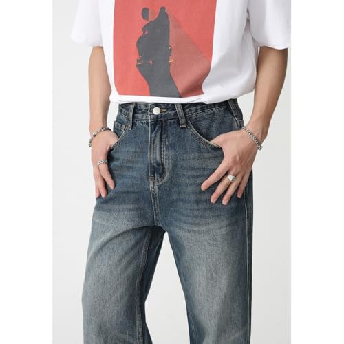 Men's Denim Jeans Retro American Wide Leg Loose Casual Commuter Weekend Pants for Men4