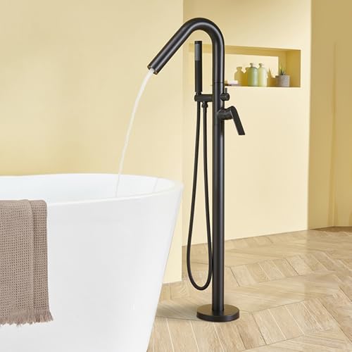Robinet de baignoire monté au sol col de cygne gris pour salle de bain moderne