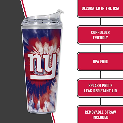 Image of Rico Industries NFL Football Glitter 24oz Acrylic Glitter Tumbler with Hinged Lid, Officially Licensed Double Wall Tumbler with Straw