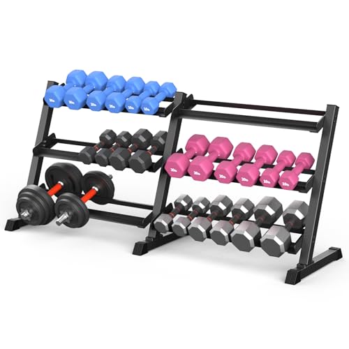 KHAMAL Dumbbell Rack Stand Only - Double Row 3-Tier Weight