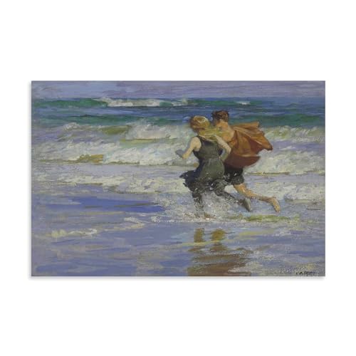 Edward Henry Potthast - At The Beach Poster�C���e���A�f�U�C���̃|�X�^�[�A�Ƃ̑����̔��w�A�����̐V�����Ƃ̑��蕨08x12inch(20x30cm) Unframe-style