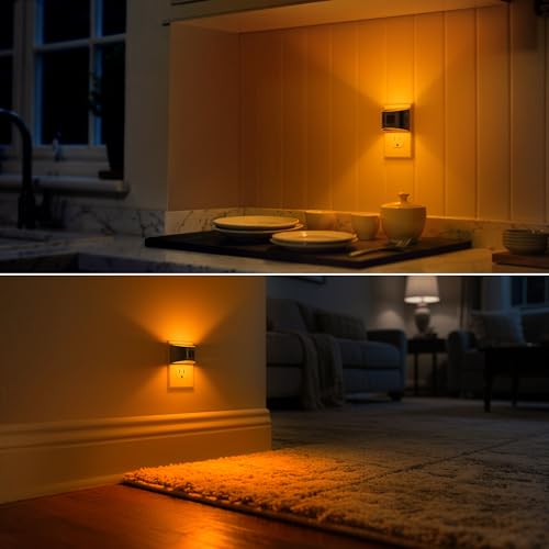 Image of DORESshop LED Night Light[4 Pack], Night Lights Plug into Wall, 3 Mode Plug in Night Light with Motion Sensor, Dusk to Dawn Sensor, Nightlights for Adults, Bedroom, Bathroom, Hallway, Amber