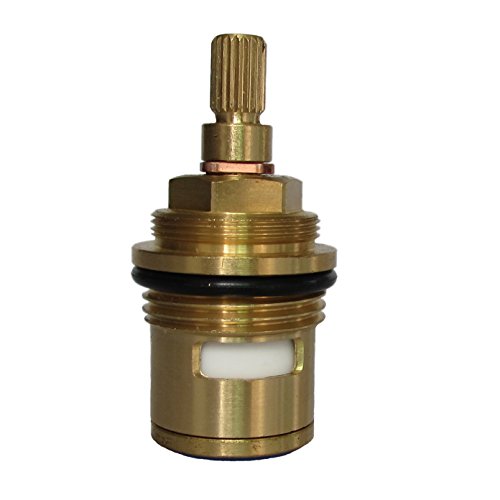 Huashan Pair of Replacement Brass Ceramic Disc Stem Cartridge Faucet Valve Quarter Turn 3/4" X 57mm x 12mm spline length 20 teeth