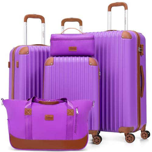 Image of Cosbarn Luggage Sets 5 Piece Suitcases with Wheels, Suitcase Set ABS Hard Case Luggage with TSA Lock Spinner Wheels Durable Travel Luggage