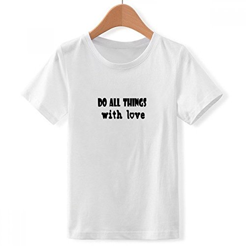T-Shirt Blanc pour Les Garcons avec Design Anglais Choses avec Amour Grand