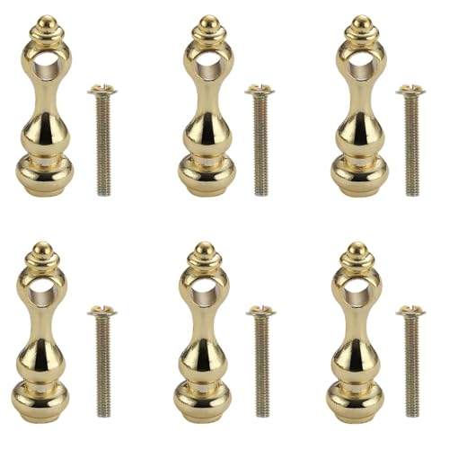 6PCS Golden Metal Shelf Rail Spindles Decorative Gallery Railing Bars for Bookshelves Wine Cabinets Display Case and Furniture Protection