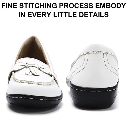 Image of Maichal Loafers for Women Slip On Comfort Leather Tassel Dress Shoes