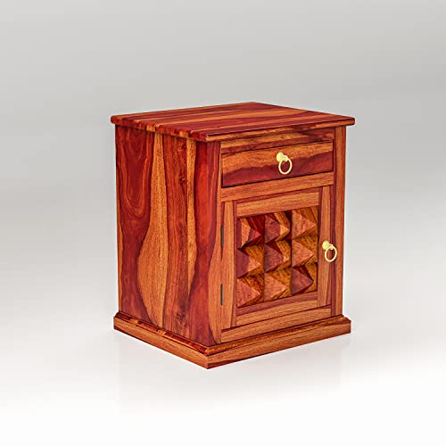Image of Custom Decor Diamond Cut Bedside Table - Walnut