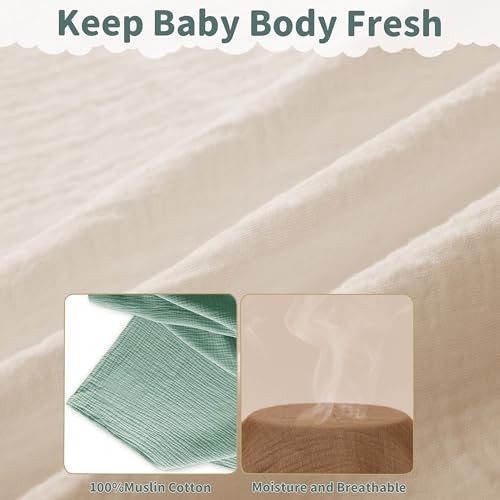 Image of Muslin Swaddle Blankets for Newborn, 2 Pack Breathable Soft Receiving Blanket, Large 41 x 41 inches Swaddle Wrap Burping Clothes, Essentials Infant Shower Items. (Beige & Light Gray)
