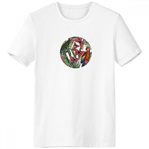 T-shirt sport blanc homme motif oiseau papillon feuille vêtement été léger sans étiquette
