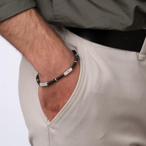 Personalized East Coast Custom Semi-Precious Beaded Bracelet With Lapis/Lava/Tiger Eye Stones for Him, Men - Custom Engraved Gift For Father's Day, Christmas, Birthday - Jewelry With Inscription3