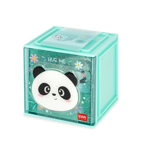 Legami - Cutie Cubes Modular Desk Box, Panda, Schreibtisch-Organizer, Aufbewahrung, inklusive Stickerbogen, stapelbar, multifunktional, ABS, 90 x 90 x 100 cm, Türkis