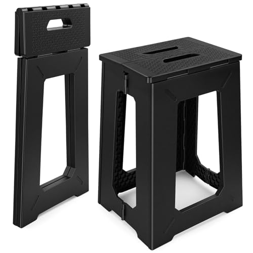 Foldable Shower Seat 17.7 Height Upgrade Folding Shower Stool for Inside Shower Plastic Non-Slip Waterproof Shower Foot Rest for Shaving Legs Small Corner Shower Stool for Adults Elderly
