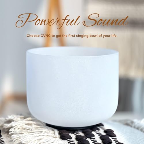 Cvnc FBA4328A 432Hz 8 Inch A Note Third-Eye Chakra Frosted Quartz Crystal Singing Bowl thumb #3