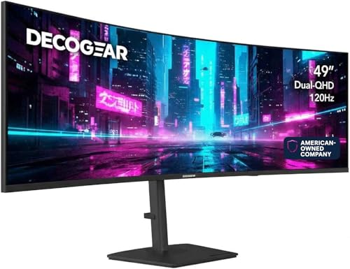 Deco Gear 49” Curved Super Ultrawide Monitor Dual-QHD 5120×1440 1500R,