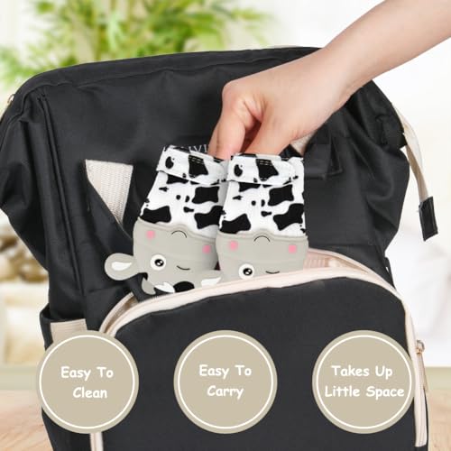 Image of 2Pack Silicone Teething Mitt, Cow Baby Teething Toy for 0-6 6-12 Months, Food Grade Silicone Infant Teething Mitten, BPA-Free Baby Chew Toys for Pain Relief, Sucking Needs