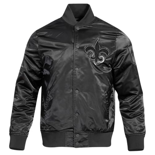 Image of Pro Standard Mens NFL New Orleans Saints Classic Triple Black Satin Jacket XL