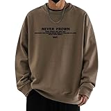 [EASTEMPO] メンズ トレーナー 長袖 秋 おしゃれ カジュアル ゆったり 無地 大きいサイズ (JP, アルファベット, XL, ブラウン)