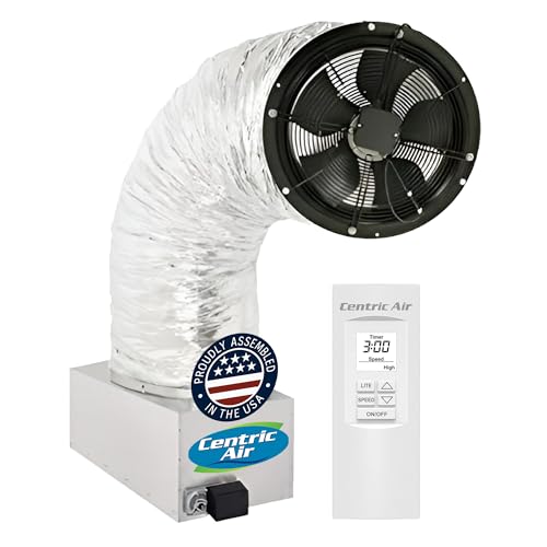 Centric Air 3.4(R50) Ultra Quiet & Energy Saving Whole House Fan | R-50 Insulated Damper | Plug & Play, 2 Speed Remote with Temp & Timer | 1-Story Homes to 2400 sqft & 2-Story Homes to 3400 sqft