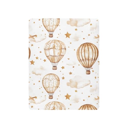 Image of Qilmy Watercolor Hot Air Balloons Fitted Crib Sheet for Girls and Boys, Soft Breathable Baby Crib Sheets for Standard Crib & Toddler Bed Mattress 27 x 39 in