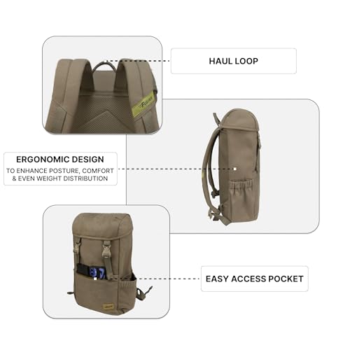 Image of F Gear Dune Dark Beige 18L Premium Canvas Laptop Backpack|Water-Resistant, Office & College Bag, 1 Compartment, 1 Pocket, Padded Laptop & Tablet Sleeves Fits Upto 17 Inch Laptop|Men & Women