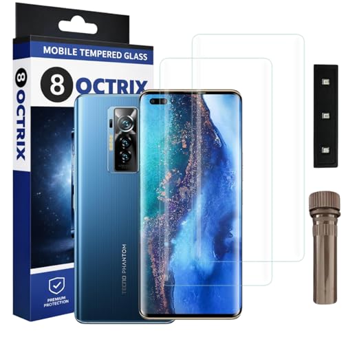 Image of Curved UV Tempered Glass Screen Protector for Techno Phantom X | Transparent | Pack of 2 | Full Screen Coverage with UV Installation Kit