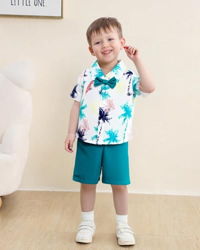 XUANHAO Toddler Baby Boy Clothes Summer Outfits Short Sleeve Button Down Shirts Shorts Clothing Boy Hawaiian Outfit Set3