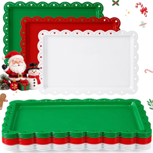 Meanplan 12 Pcs Christmas Plastic Serving Tray...