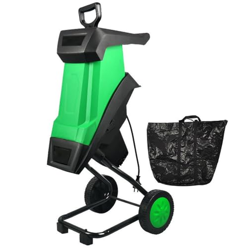 Trituradora eléctrica de jardín con bolsa a prueba de polvo y ruedas antideslizantes para compostar ramas y hojas, fácil almacenamiento