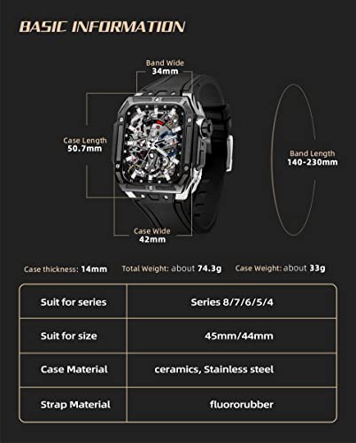 Boîtier en céramique pour Apple Watch 8 7 44mm 45mm avec bracelet de montre sport en agate - 2