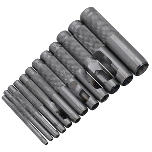 12pc Hollow Punch Set for Marking Gaskets Leather Canvas Belts 1/8