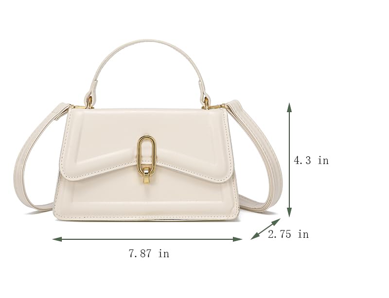 Image of Women Top Handle Clutch Handbag Cute Purse for Girls trendy Small Crossbody Bag Beige