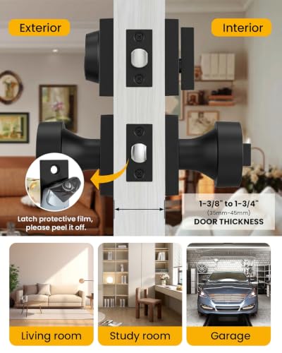 Image of Goldenwarm Exterior Door Lock Set with Deadbolt, Keyed Different Black Front Door Knob, Heavy Duty Zinc Alloy Entry Door Locksets with Deadbolt, 2 Pack