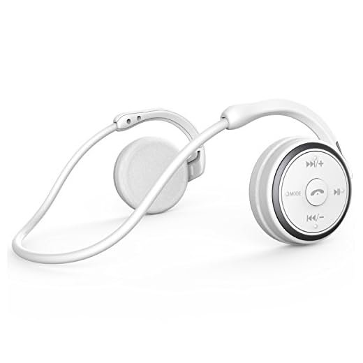 Small Bluetooth Headphones Wrap around Head - Sports Wireless Headset with Built in Microphone and Crystal-Clear Sound, Fold-able and Carried in the Purse, and 12-hour Battery Life, White