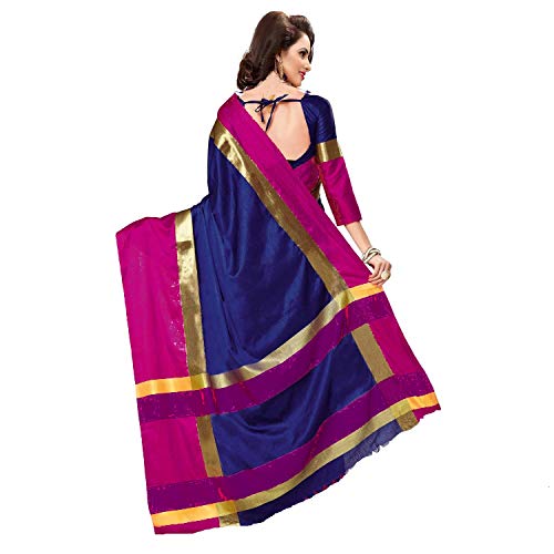 Image of PerfectBlue Women's with Blouse Piece Saree (VisvaVariation Lightgreenbrown Free Size)