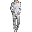 YIMANIE Mens Satin Pajamas Set Classic Sleepwear Loungewear