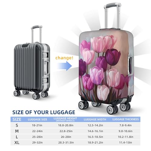 Travel Luggage Cover Protector - Purple And Pink Tulip Bouquet Anti-Scratch Suitcase Covers Fits 18-32 Inch Luggage2
