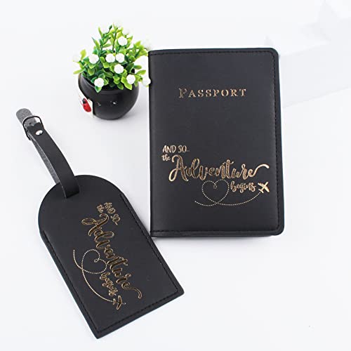 2 Pieces Luggage Tags and 2 Pieces Passport Covers, PU Leather Document Sets Passport Holder Baggage Labels Organizer Case for Storing Passport Boarding Passes Credit Cards4