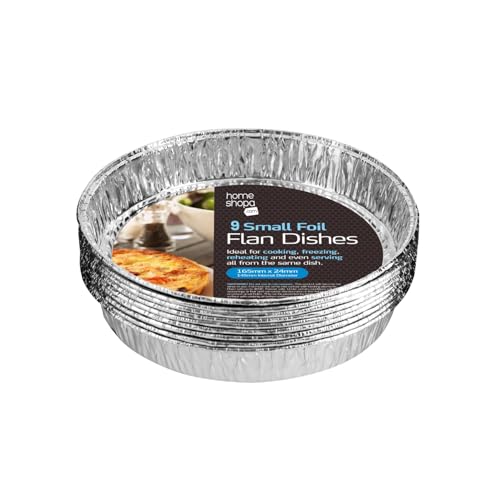 HOMESHOPA Aluminium Foil Pie Pan, 27 Pack Disposable Round Flan Trays, Durable Air Fryer Cooking Baking Dish for Pie, Fruit Tart, Quiche, Food Storage Takeaway Containers, Oven & Freezer Safe